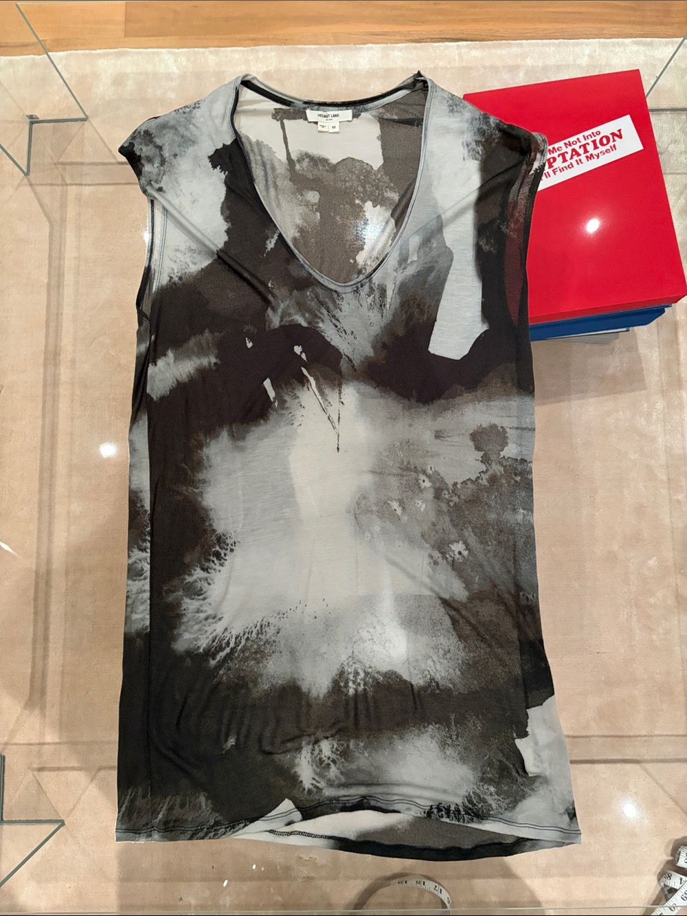 Helmut Lang Black & Gray Fab Aura Print Tank size M